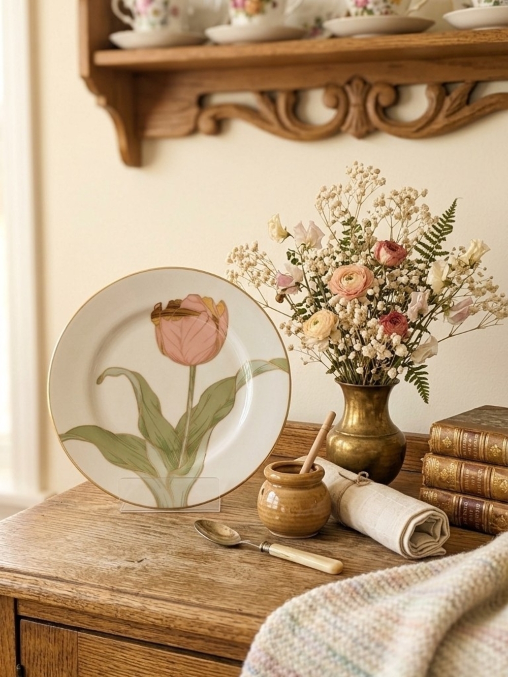 Fitz and Floyd “Tulipe d’Or” Vintage Porcelain Plate (1982, Japan)